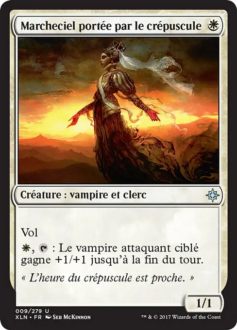 Marcheciel portée par le crépuscule